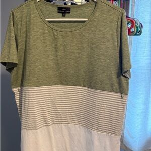 Nursing Queen Olive Green and White Striped Top